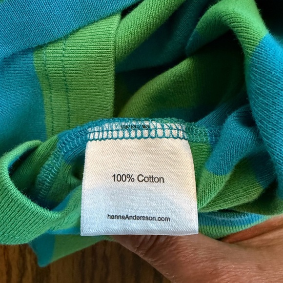 Hanna Andersson Long Sleeve Cotton Dress – Size 140 (10Y) – Green & Blue Stripe - Picture 4 of 9